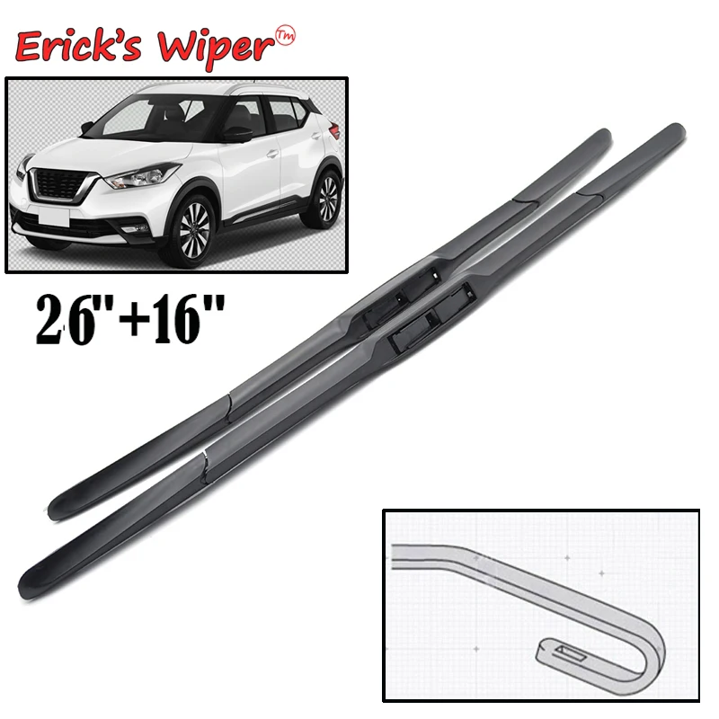 

Erick's Wiper Front Hybrid Wiper Blades For Nissan Kicks 2017 - 2019 Windshield Windscreen Clean Window Car Rain Brushes 26"+16"