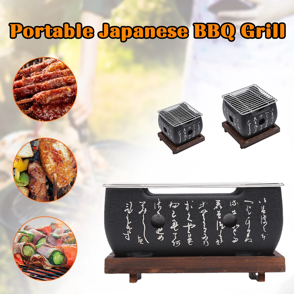Japanese Style Grill Portable BBQ Grill Table Top Barbecue Stove Japanese  Food Charcoal Stove With Wire Rack And Base Tray