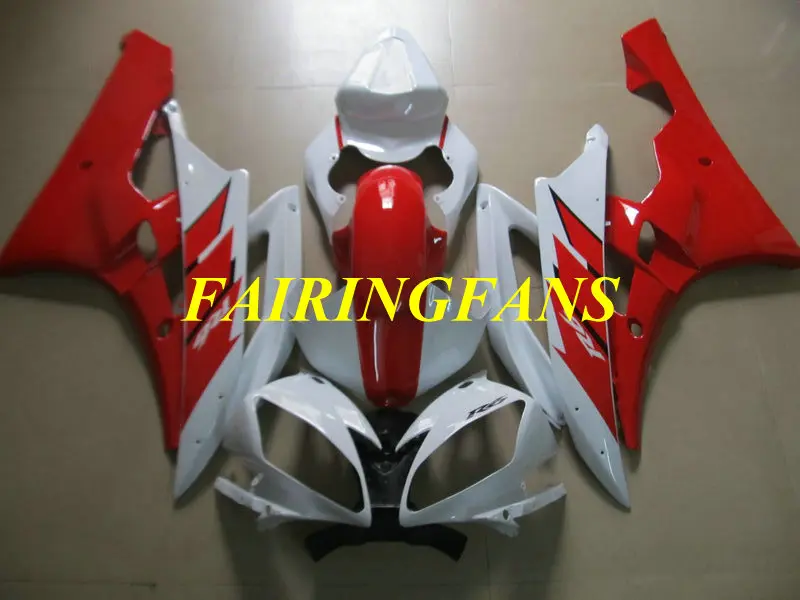 Литья под давлением обтекатель для YAMAHA YZFR6 06 07 YZF R6 2006 2007 YZF600 ABS белый красный Обтекатели Кузов+ подарки YL15