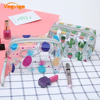 

VOGVIGO PVC Cosmetic Bags Waterproof Cute Clear Transparent Plastic Storage Clutch Handbags Travel Makeup Toiletry Zip Bag Pouch