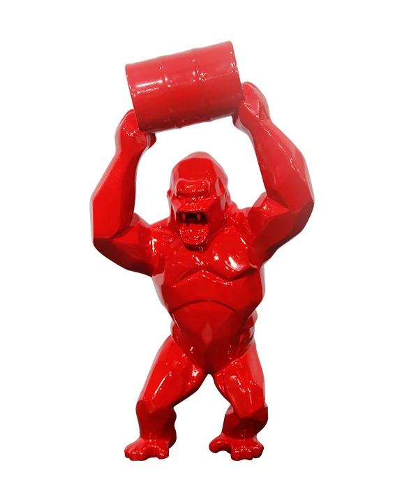 Красный 65 см большая геометрическая обезьяна King Kong украшение для гостиной Горилла скульптура FRP современная статуя подарок на день рождения для свадьбы R3541 - Цвет: Красный