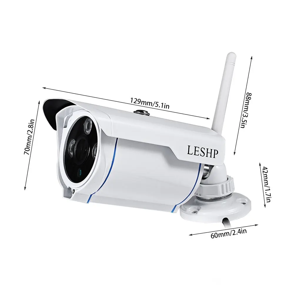 LESHP 1.0MP WIFI Wireless Bullet Security IP Camera Outdoor Waterproof Support Night Vision Motion Detection Smart Alarm Camera