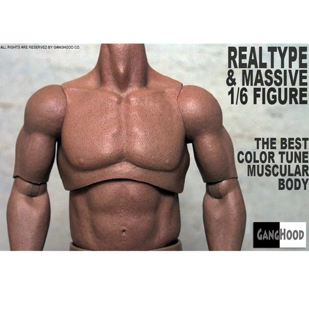 Details about   GANGHOOD 1/6th Scale Black Skin Male Muscle Body 12'' Strong Figure Body Toy 