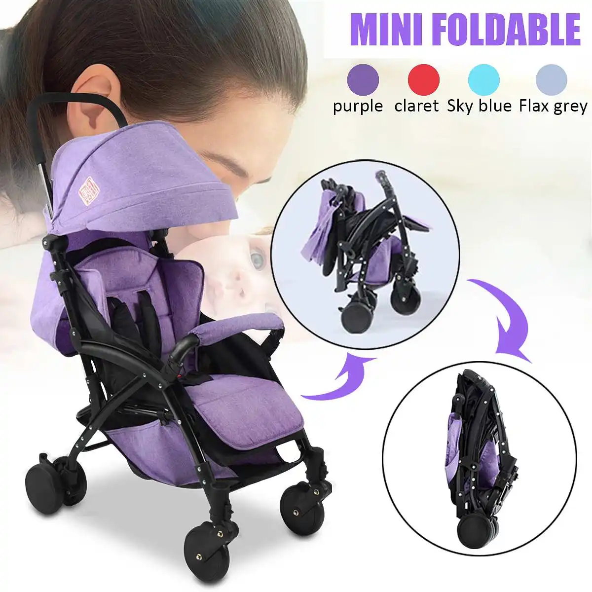 

Baby Stroller Portable Folding Strollers Ultra-lightweight Sit Lie High Landscape Umbrella Baby Trolley Summer Winter