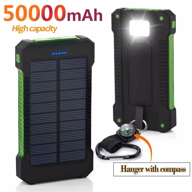 Top Solar Power Bank 5000mAh Waterproof Case Kits Dual USB Smartphone Battery Charger External Box Flashlight Powerbank for i13 2