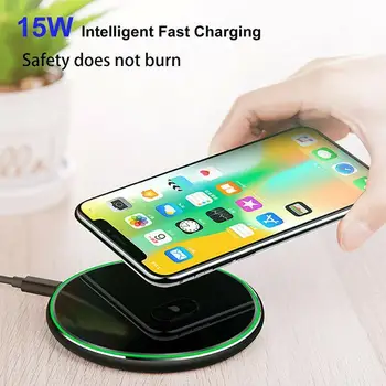 

Mobile Phone 15W Fast Wireless Charger Charging Ultra Thin Portable For Office D3B8