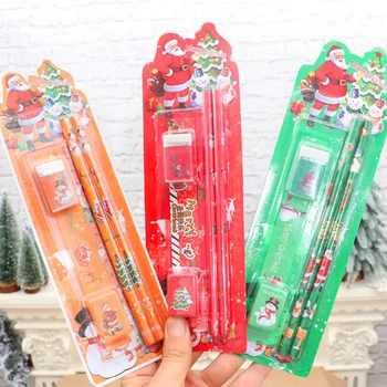 

3 Sets Christmas Theme Stationery 5-piece Complete Stationery Gift Set for Children