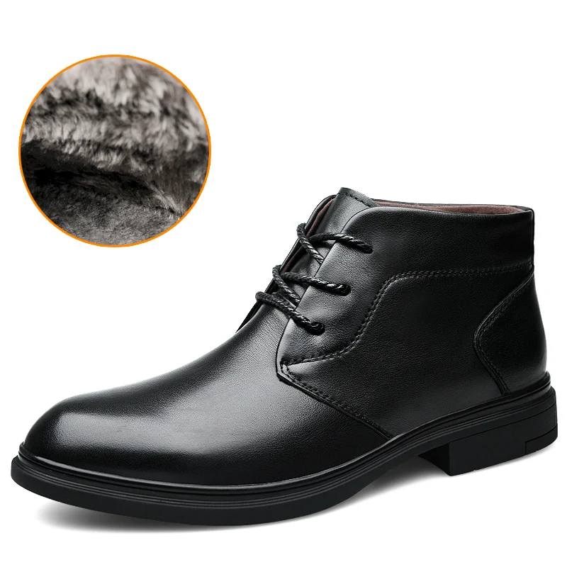 

Cow Leather Boots Hot Sale Men Size 37-46 Comfortable Warm Non-Slip Handmade Winter Shoes