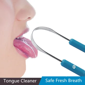 

Stainless Steel Tongue Scraper Cleaner Fresh Breath Cleaning Coated Tongue Toothbrush Dental Oral Hygiene Handle Dental Care