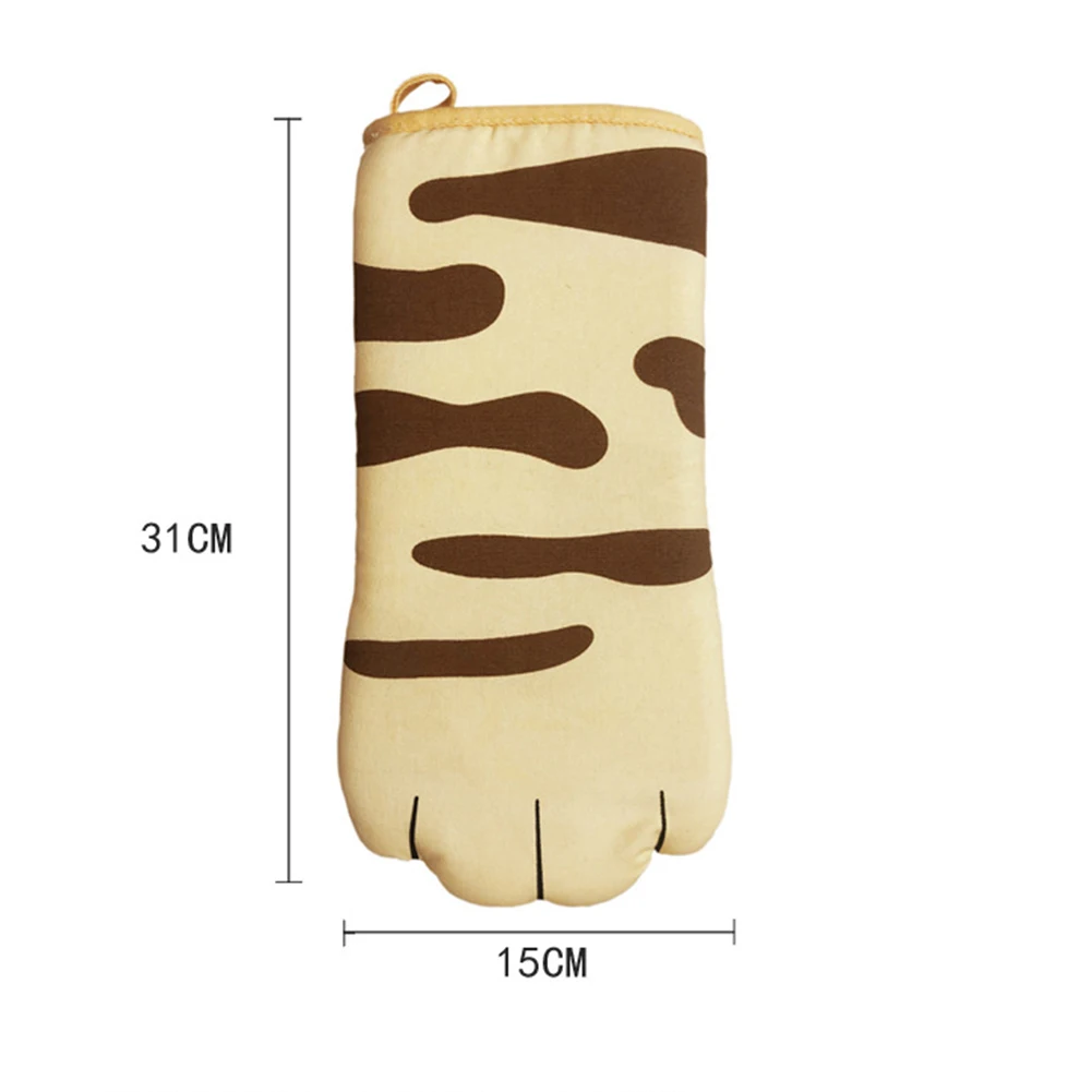 3D Cartoon Cat Paws Oven Mitts Long Cotton Baking Insulation Microwave Heat Resistant Non-slip Gloves Animal kitchen gloves cotton pot holders 1PC