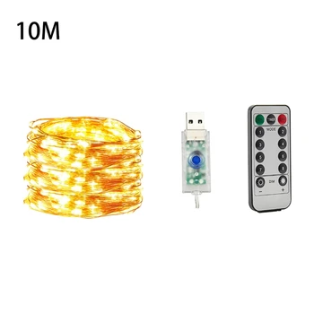 

5/10/20 Meters USB Copper Wire Lamp String Wireless Remote Control LED Star Light with 8 Lighting Modes for Wedding Party Christ