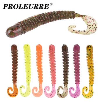 HOT PRICE ❤️ 20pcs/Lot Fishing Wobblers Worm Curly Jig Soft Lures 6.5cm 1.5g Smell With Salt Silicone Artificial Bait Swimbaits Bass Tackle - discount item 34% OFF Sports & Entertainment