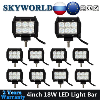

SKYWORLD 10x 4inch LED Light Bar 18W Driving Spotlight Floodlight Extra Barre Lamp For Truck Tractor SUV 4x4 ATV UAZ Work Lights