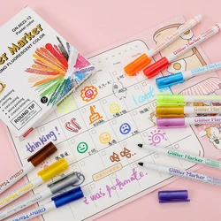 Haile rotuladores metálicos de colores, subrayador de Flash, bolígrafos de Manga, diario, grafiti, conjunto de papelería, suministros de arte para la escuela y la Oficina, 12/24 colores