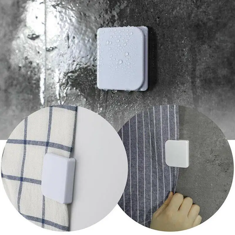 

2pcs Shower Curtain Clips Self-adhesive Guard Curtain Stop Clip U Shape Fixed Clip