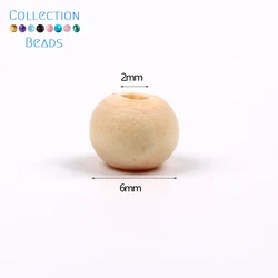 Natural Wood Beads - Round Spacer Wooden Pearls for DIY Jewelry and Handmade Accessories (6mm 500pcs)