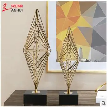 

uropean-style porch living room TV cabinet household furnishings/model room iron geometry decorative crafts