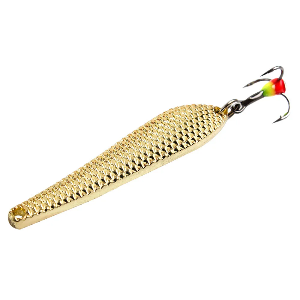 FTK Winter Ice Fishing Lure 7g 12g Golden Silver Metal Vertical Jigs  Spoonbait with Treble Hook for fishing of perch and pike