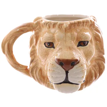 

Lion Ceramic Coffee Cup Hand Painted 3D Animal Mug Cartoon Tiger Cup Personality Gift Cup