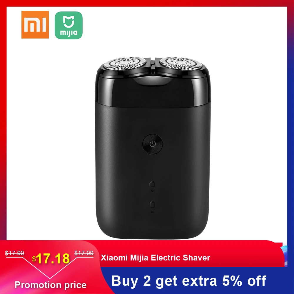 

Xiaomi Mijia Electric Shaver 2 Floating Head Waterproof Wet Dry Razor Double Ring Blade USB Rechargeable Shaving Machine For Men