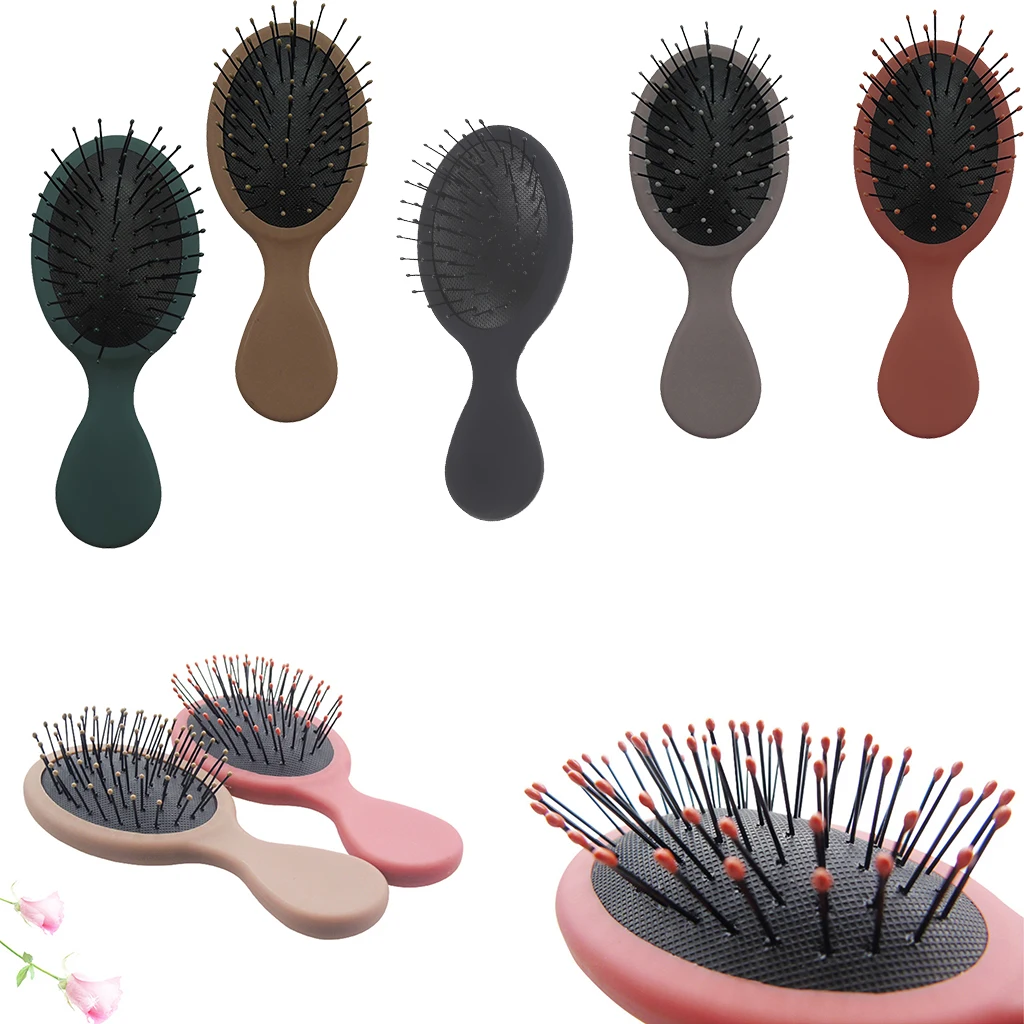 Travel Pocket Anti-static Scalp Massage Paddle Hairbrush Cushioned Detangling Brush for Girls Women