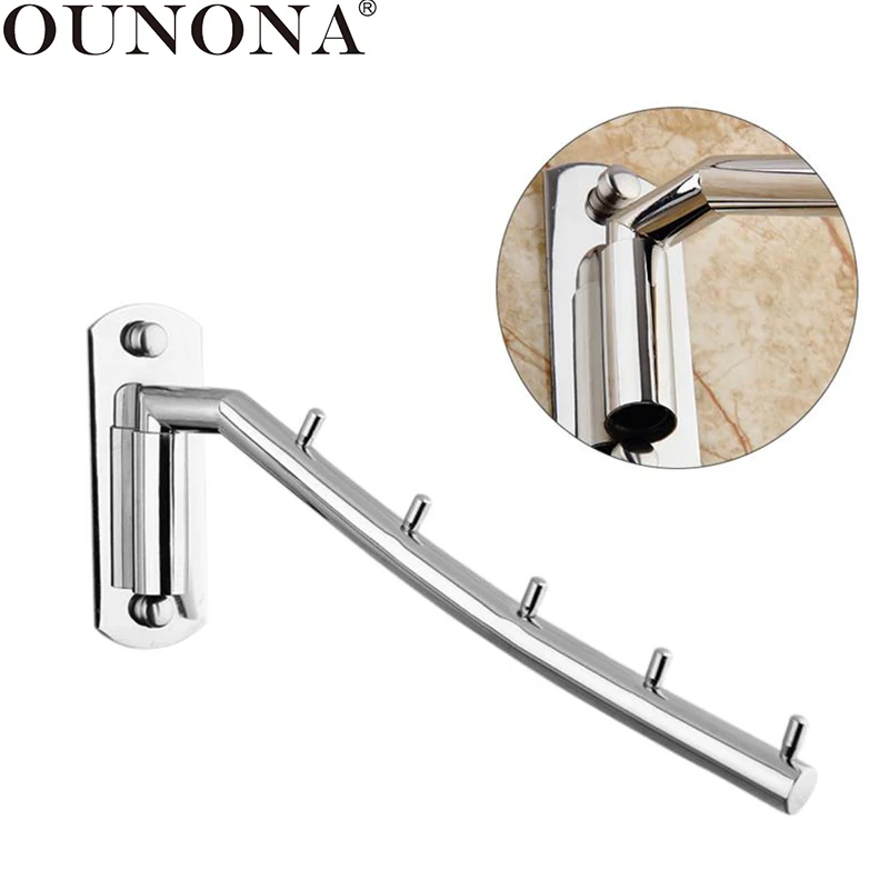 

OUNONA Wall Mounted Clothes Hanger Rack Rotatable Stainless Steel Clothes Towel Drying Rack Organizer with Swing Arm Holder
