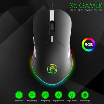 

For PC Computer Laptop 1pc USB Wired Optical Gaming Mouse RGB Gorgeous Breathing 6 Buttons 6400DPI Adjustable Mice Pohiks