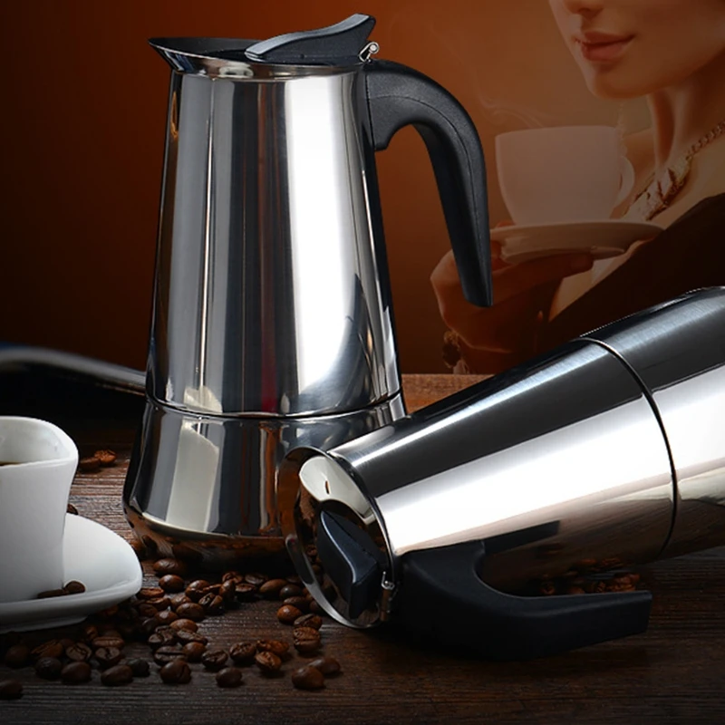 

Durable Stainless Steel Mocha Espresso Coffee Maker Pot Stovetop Tool Filter Percolator Easy Operation Latte Machine