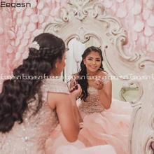 Новинка; Пышное Платье; 16 милых платьев; юбка с оборками; Длинное Пышное Платье для девочек-подростков; ; платье с кристаллами; Vestidos de 15 anos