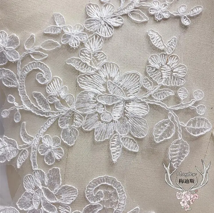 Lace Hair Accessories 2 Pieces/1 Pair 34*18cm Wedding Dress Applique DIY Bride