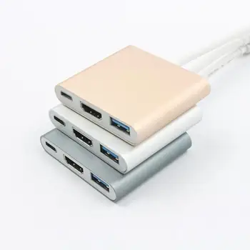 

New 1pcs MultifunctionUSB3.1 Type-c To Hdmi Three-in-one Type-c To Usb Type-c To HDMI Docking Station Computer Office Cables