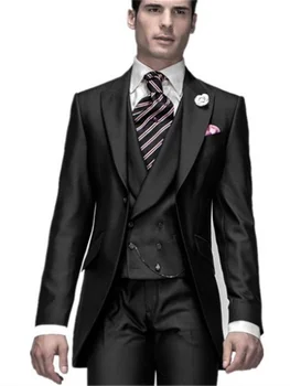 

New Classic Men’s Suit Smolking Noivo Terno Slim Fit Easculino Evening Suits For Men Shiny Black Best man Notch Lapel Groomsman