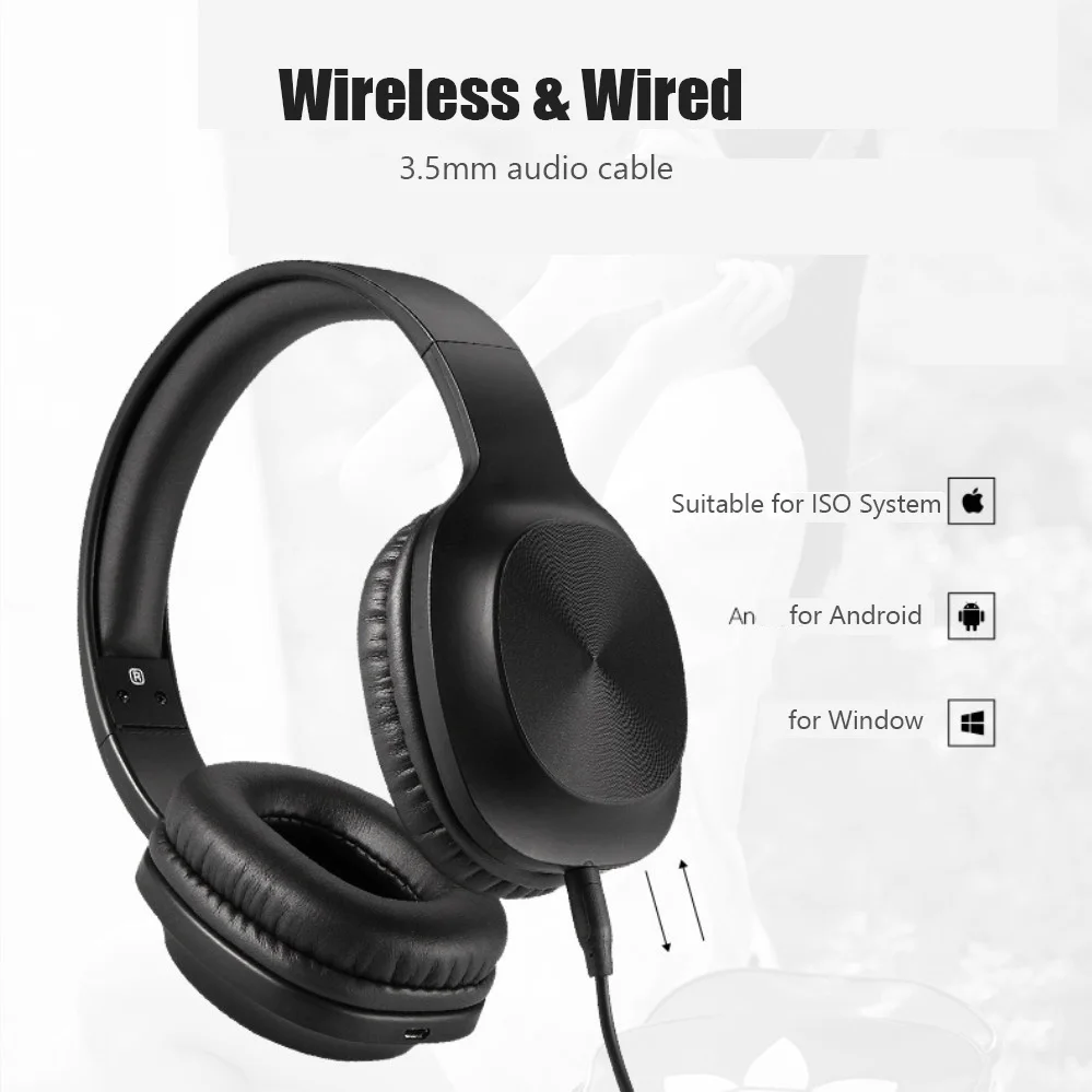 Bluetooth Headphone Wireless Headphones Sports Running Headset with aux Cable Stereo HD Mic for iphone xiaomi smartphone