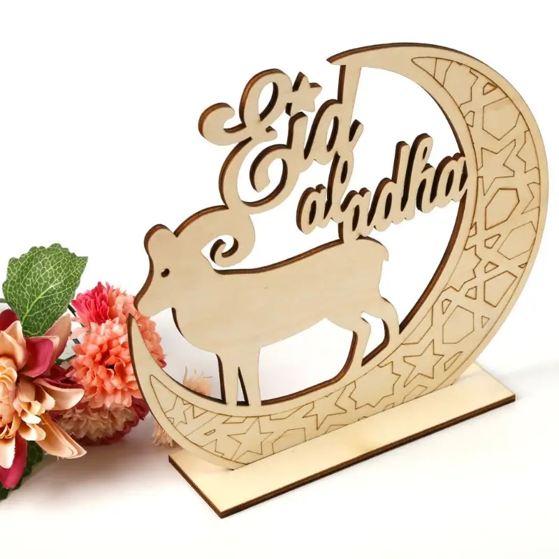 2019 Muslim Islam Eid Al Adha mubarak decoration Wooden Home Party Ornament eid Decor Plaque Sign Gift Desk DIY Art Craft | Дом и сад