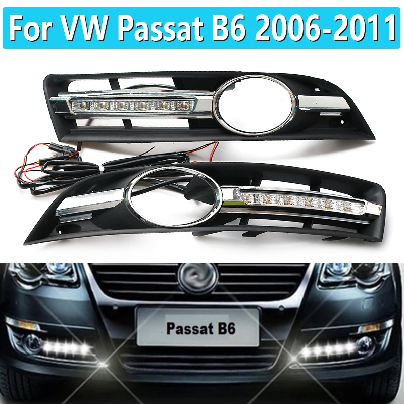 1 Pair Car-styling LED DRL Daytime Running Light For VW Passat B6 2006 2007 2008 2009 2010 2011 Waterproof With Harness | Автомобили и