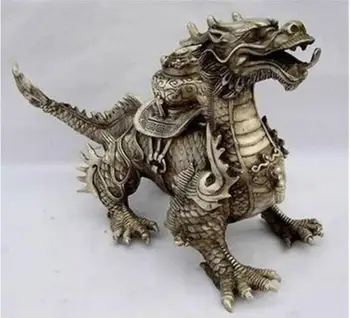 

Huge Tibetan Silver luck Dragon Statue