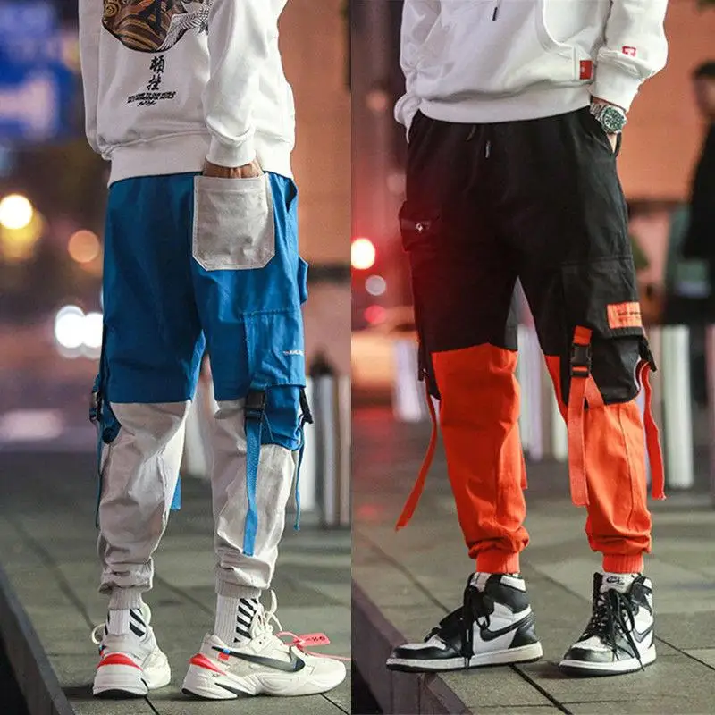 

April MOMO 2019 Men Multi-pocket Harem Hip Pop Pants Trousers Streetwear Sweatpants Hombre Male Casual Fashion Cargo Pants Men