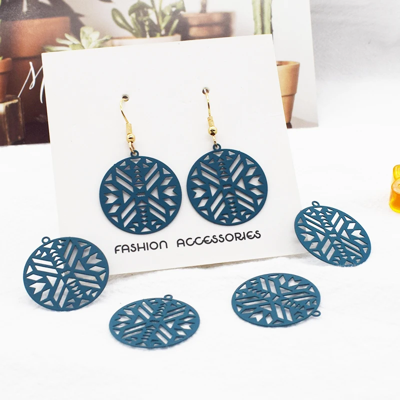 

20pcs/Pack 2020 New Copper Rubber Paint Geometric Circular Earring Pendant DIY Homemade Earrings Necklace Material Diameter 25mm