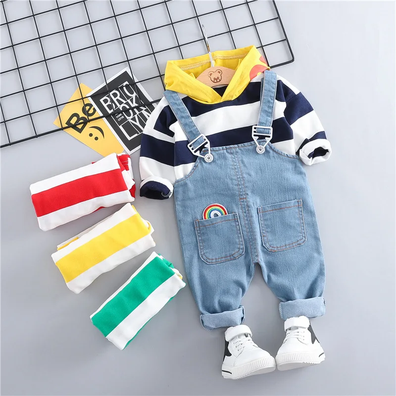 

2019 Spring CHILDREN'S Overalls Children Stripes Cowboy Suspender Strap Two-Piece Set BOY'S Suit
