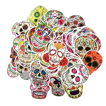 

60pcs Colorful Waterproof Skull Stickers PVC Sticker Horror Stickers Graffiti Stickers for Suitcase Trolley Case Skateboard