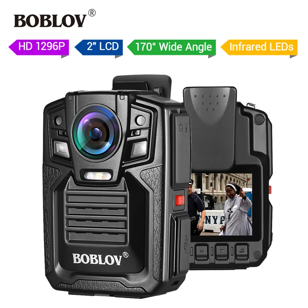 BOBLOV HD66-02 64GB GPS Body Camera HD 1296P Ambarella Wearable 2.0 LCD HDMI Police Mini Camera Video Recorder mini bodycam