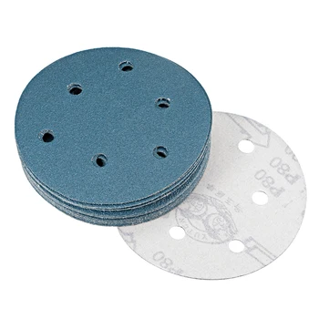 

uxcell 5-Inch Sanding Disc 800 Grits 6 Holes Flocking Back Sandpapers Blue for grinding and polishing on metal wood etc.