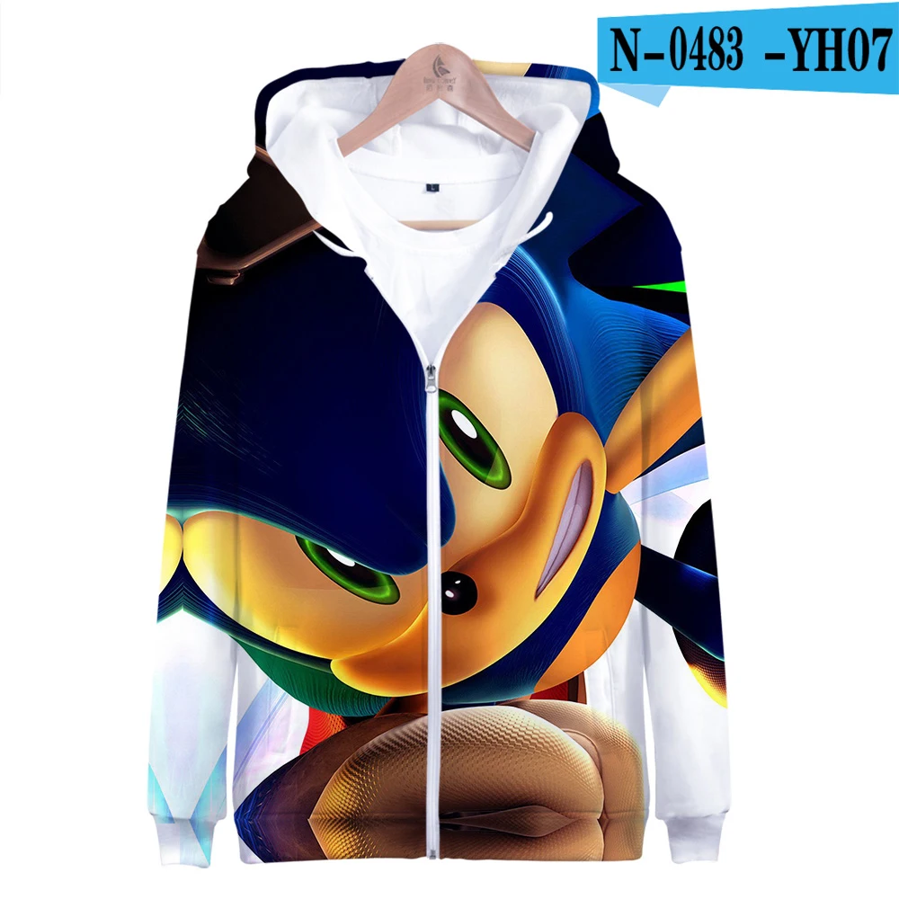 Sonic зубная щётка модная одежда с героями мультфильма Толстовка Harajuku толстовки на молнии с капюшоном Для женщин/Для мужчин Новая горячая Распродажа Повседневное Толстовки с капюшоном на молнии - Цвет: 3D
