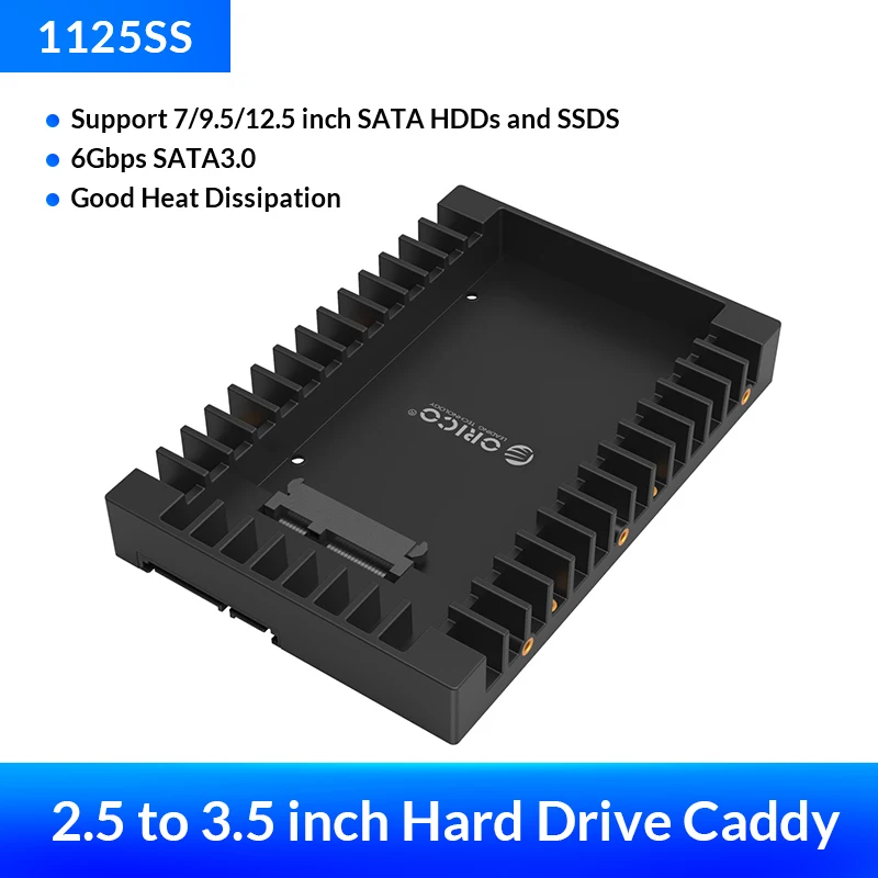 ORICO 1125SS Standard 2.5 to 3.5 Inch Hard Drive Caddy SATA 3.0 Fast Transfer Speed-Black 