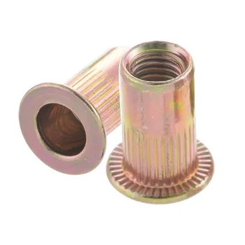 

100Pcs M4 M5 M6 M8 20mm Threaded Rivet Nut Inserts Carbon Steel Flat Head Metric Blind Screw Pull Cap