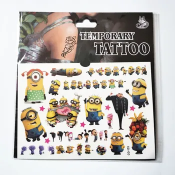 

Random 2pcs despicable Me SpongeBob Tattoo Sleeve Waterproof Temporary Tattoos Body Art DIY Tattoo Stickers with Instructions