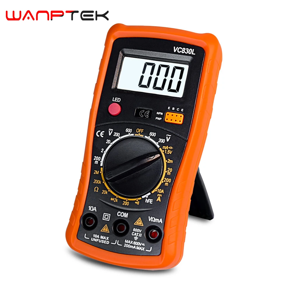 

VC830L Mini LED Digital Multimeter AC DC Volt Amp Ohm Diode hFE Continuity Tester Ammeter Voltmeter Ohmmeter Multimeter Wanptek