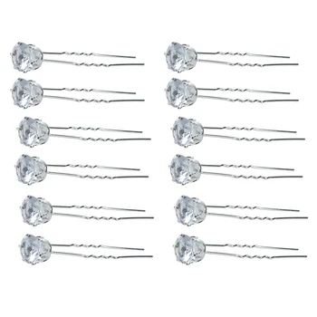 

10 Wedding Prom Silver Crystal Hair Pins Sticks Clips