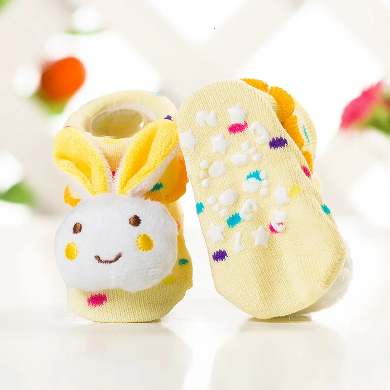 Yellow Rabbit No13 Носки для малышей хлопковые нескользящие носки для новорожденных носки-тапочки для малышей милые носки с рисунками животных для девочек носки для маленьких мальчиков - Цвет: Yellow Rabbit No13