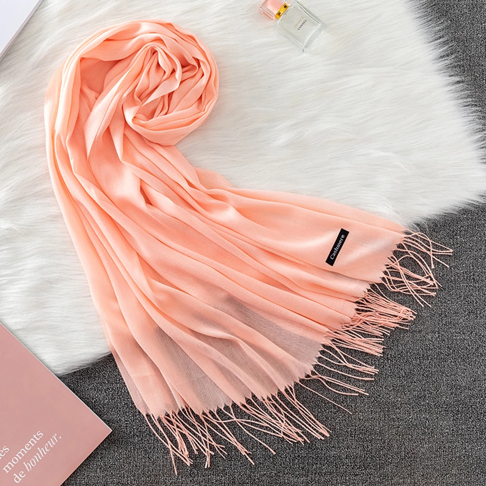Elegant Cashmere Winter Scarf with Tassel Details